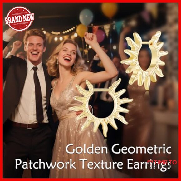 14K Gold Plated Hoop Earrings Hypoallergenic Spike Huggie 2 Inch - Picture 6 of 6